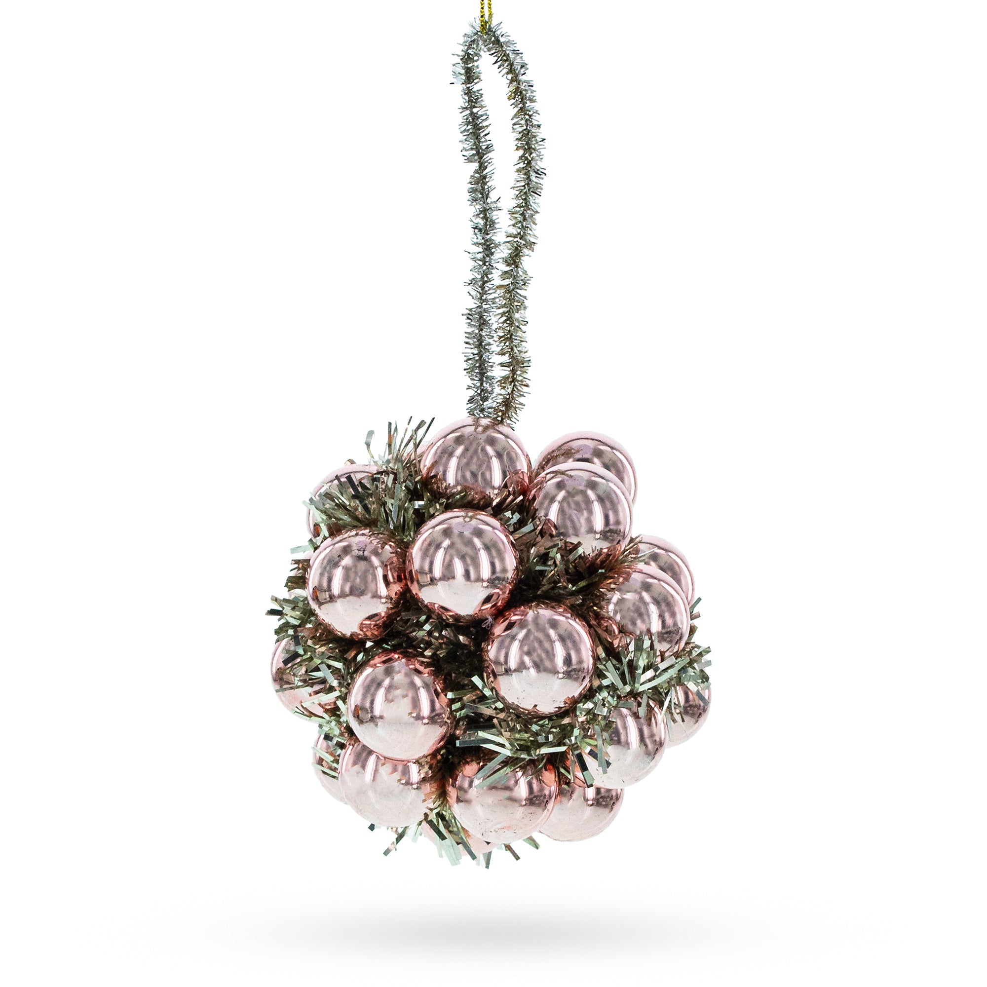 Rose Gold Cluster Ball Glass Christmas Ornament in Pink color Figurine