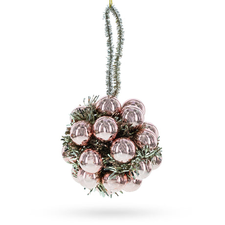 Miniature Balls on Glass Blown Glass Christmas Ornament in Pink color