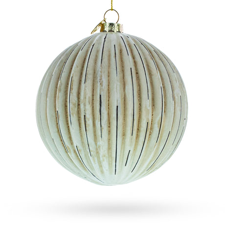 Antique-Style Ribbed Blown Glass Ball Christmas Ornament in  color