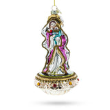 Nativity Scene - Sacred Blown Glass Christmas Ornament in Silver color,  shape