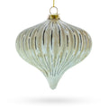 Ribbed Antique-Style Onion Finial -Glass Christmas Ornament in Beige color Finial
