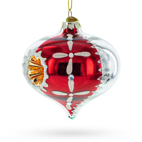 Glass Retro Red Onion - Vintage-Inspired Blown Glass Christmas Ornament in Red color