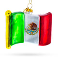 Waving Flag of Mexico Glass Christmas Ornament in Multi color Figurine