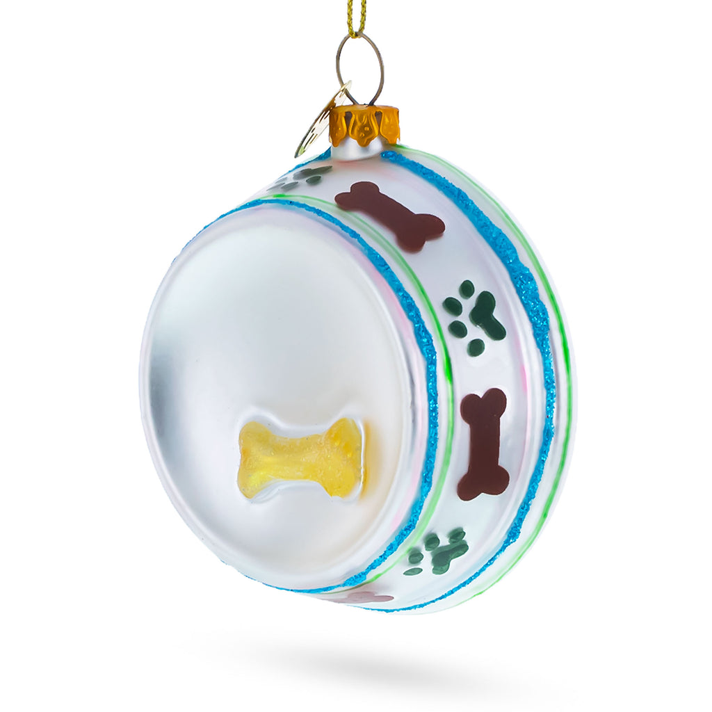 Bowl White Bone Glass Christmas Ornament in Silver color Figurine
