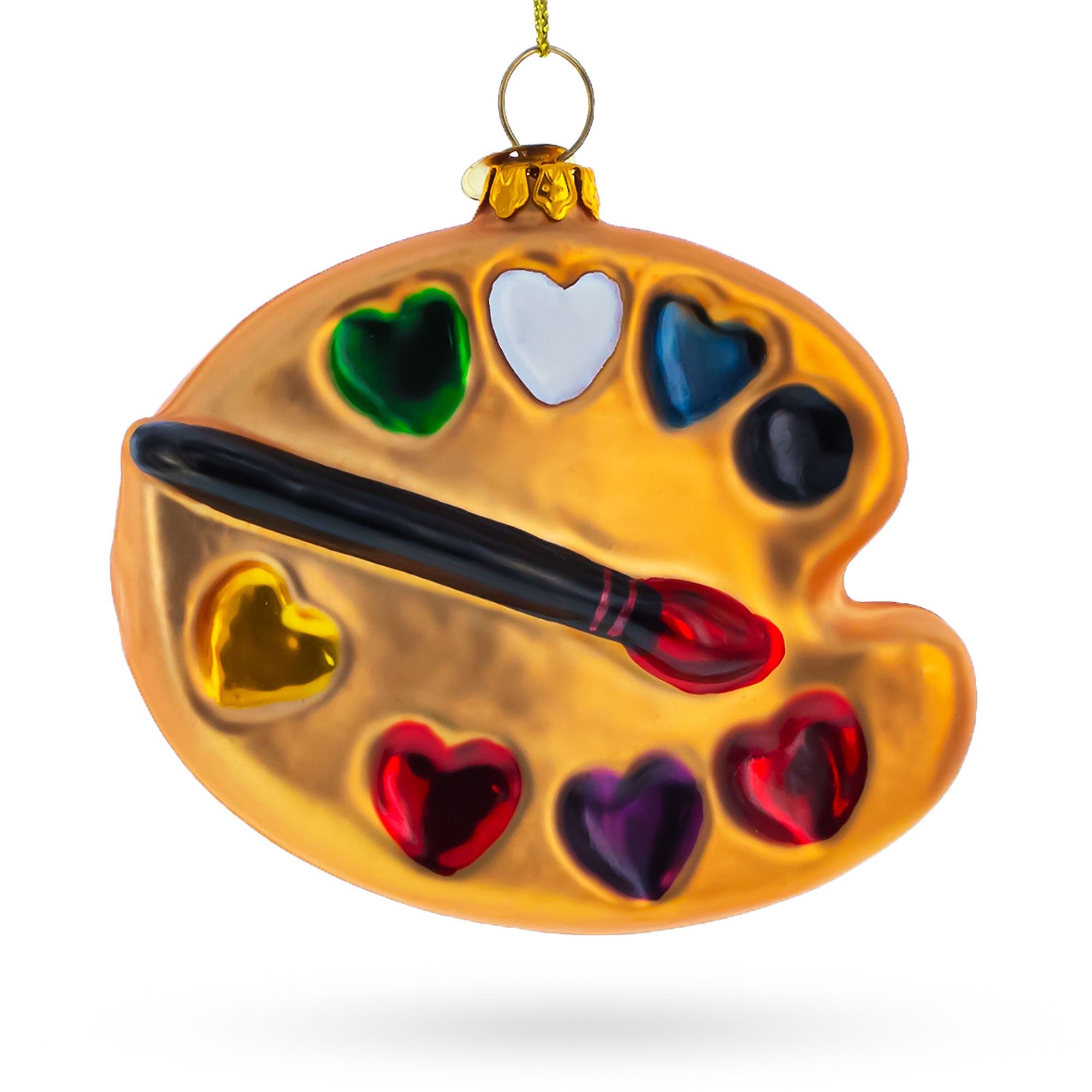 Artist's Palette Glass Christmas Ornament in Orange color Figurine