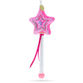 Magical Pink Star Wand Glass Christmas Ornament in Pink color Figurine