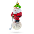 Santa the Golf Player Blown Glass Christmas Ornament in Multi color