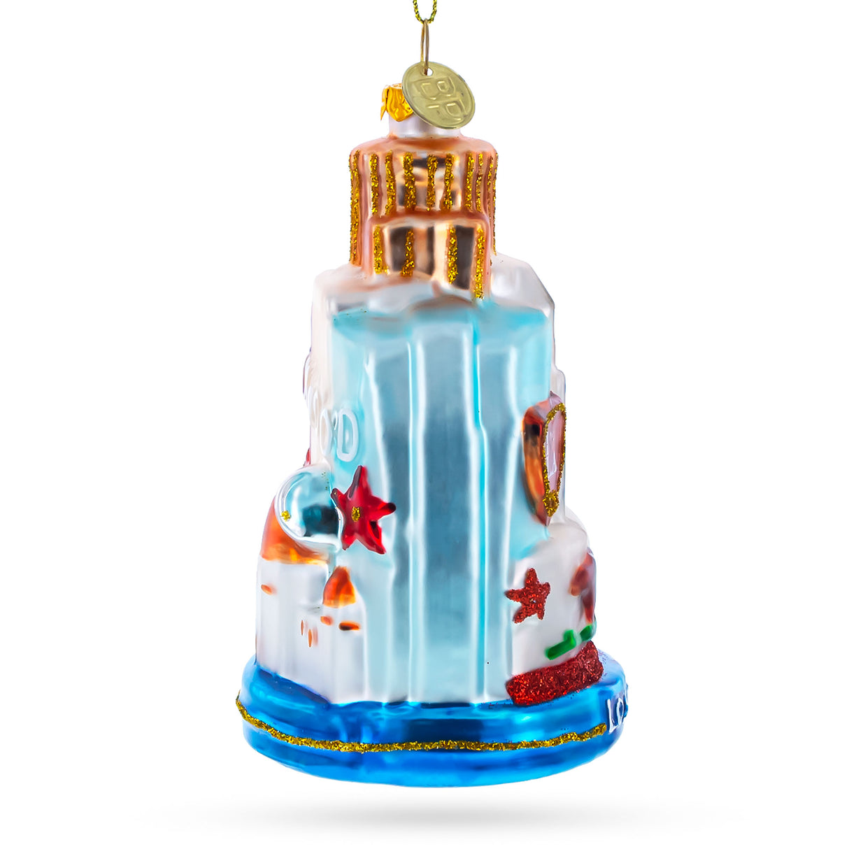 Los Angeles Attractions - Blown Glass Christmas Ornament ,dimensions in inches: 3.8 x 2.7 x 3