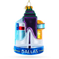 Landmarks of Dallas, Texas Glass Christmas Ornament in Blue color Figurine