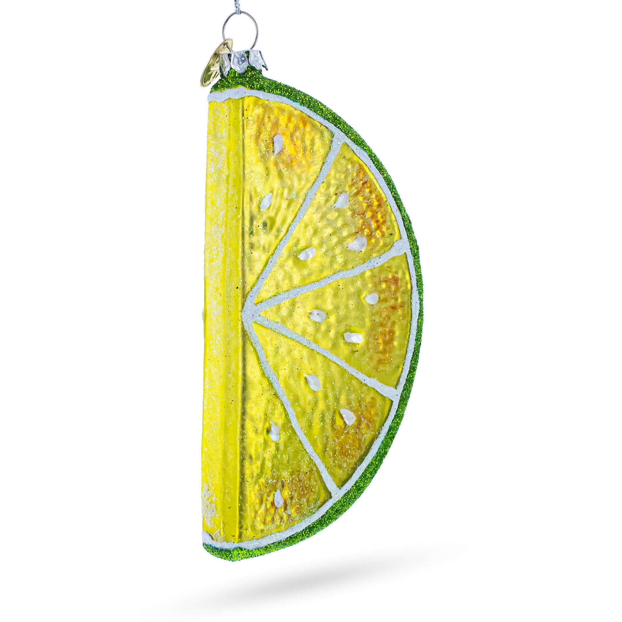 Slice of Lime Glass Christmas Ornament in Yellow color Figurine