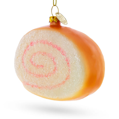 Cake Roll Blown Glass Christmas Ornament in Yellow color