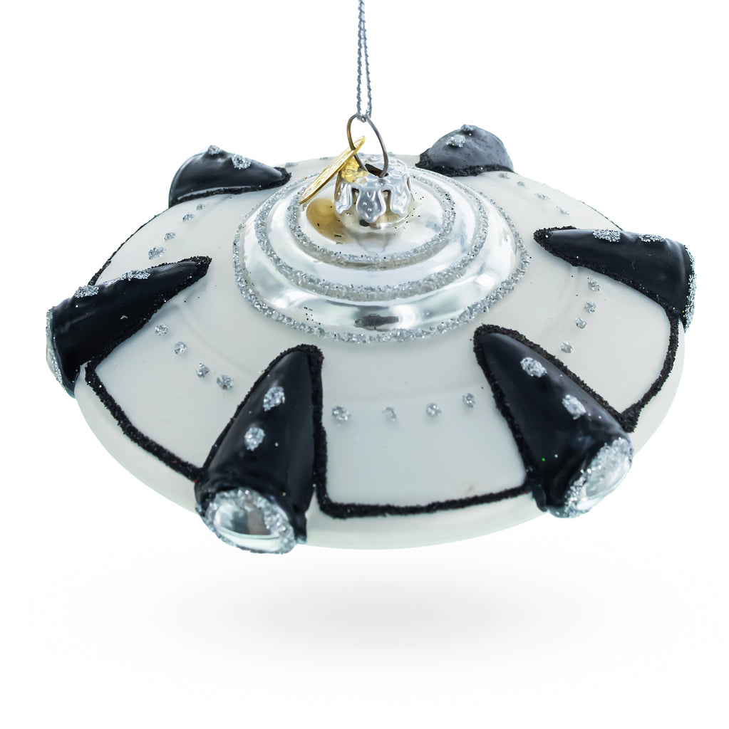 Glass Intriguing UFO/Alien Spaceship - Blown Glass Christmas Ornament in Multi color