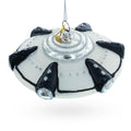 Intriguing UFO/ Alien Spaceship Glass Christmas Ornament in Silver color Figurine