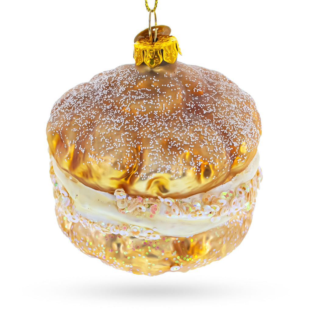 Whipping Cream Pastry Glass Christmas Ornament in Brown color Figurine