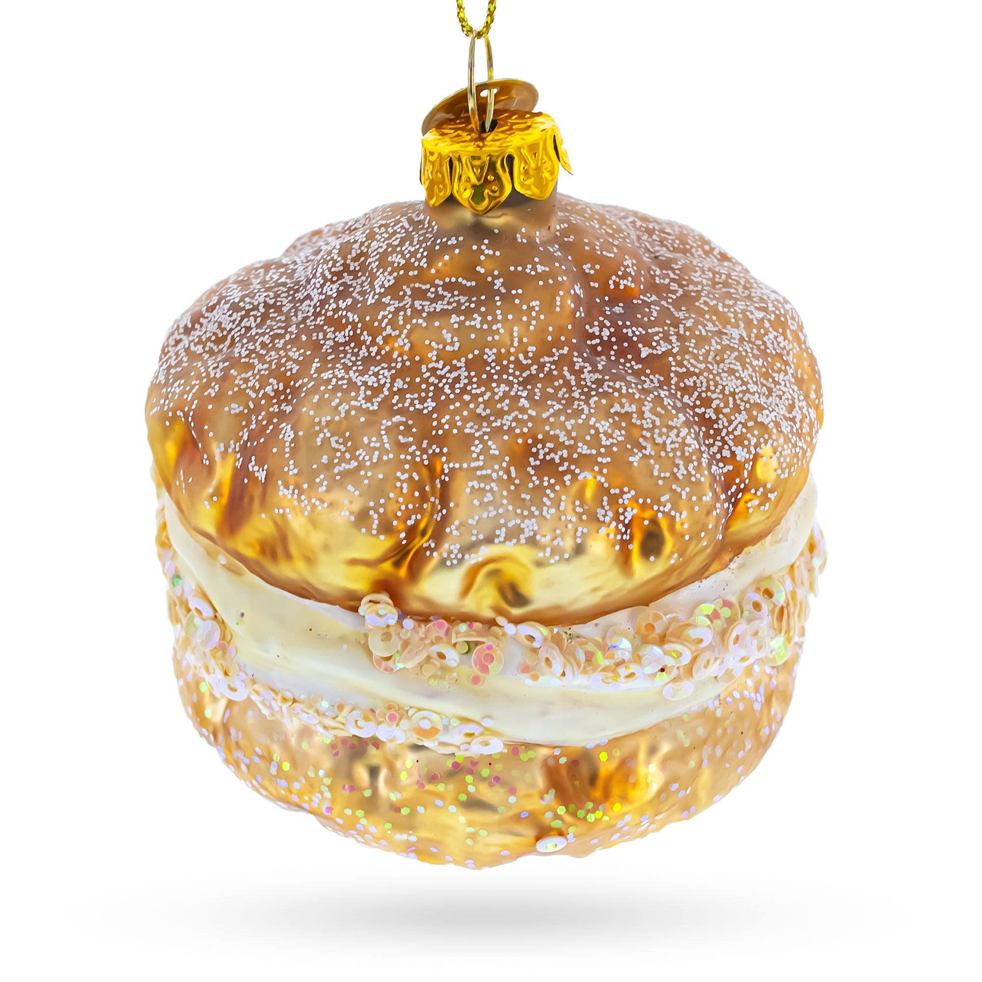 Whipping Cream Pastry Glass Christmas Ornament in Brown color Figurine