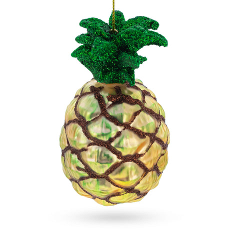 Pineapple Blown Glass Christmas Ornament in Gold color,  shape