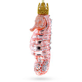 Pink Seahorse Blown Glass Christmas Ornament in Pink color