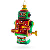 Glass Futuristic Robot-Drummer - Blown Glass Christmas Ornament in Multi color