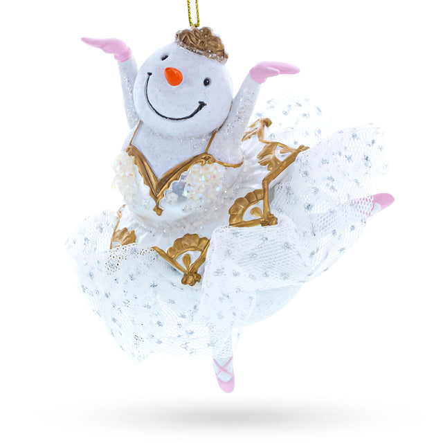 Snow Girl Ballerina Blown Glass Christmas Ornament in White color,  shape