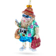 Glass Santa the Traveler Blown Glass Christmas Ornament in Multi color