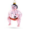 Sumo Wrestler Blown Glass Christmas Ornament in Multi color,  shape