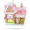 Glass Decorated Gingerbread House Blown Glass Christmas Ornament in Multi color