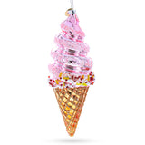 Pink Ice Cream Blown Glass Christmas Ornament in Pink color,  shape