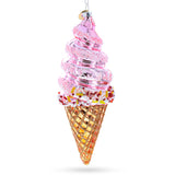 Pink Ice Cream Blown Glass Christmas Ornament in Pink color