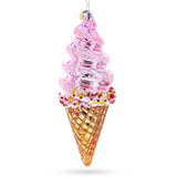 Glass Pink Ice Cream Blown Glass Christmas Ornament in Pink color