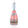 Glass Pink Sparkling Wine Blown Glass Christmas Ornament in Pink color