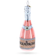 Pink Sparkling Wine Blown Glass Christmas Ornament in Pink color