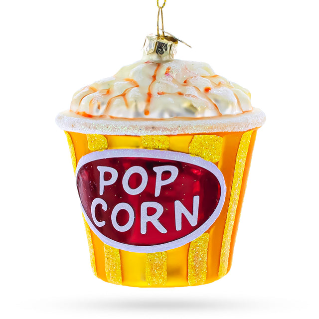 Pop Corn Cup Blown Glass Christmas Ornament in Silver color Figurine