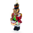 Teddy Bear Drummer Blown Glass Christmas Ornament in Red color,  shape