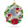 Glass Birds on a Wreath - Blown Glass Christmas Ornament in Multi color