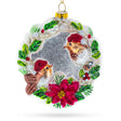 Glass Birds on a Wreath - Blown Glass Christmas Ornament in Multi color