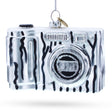 Classic Camera for Photography Enthusiasts - Blown Glass Christmas Ornament in Black color,  shape