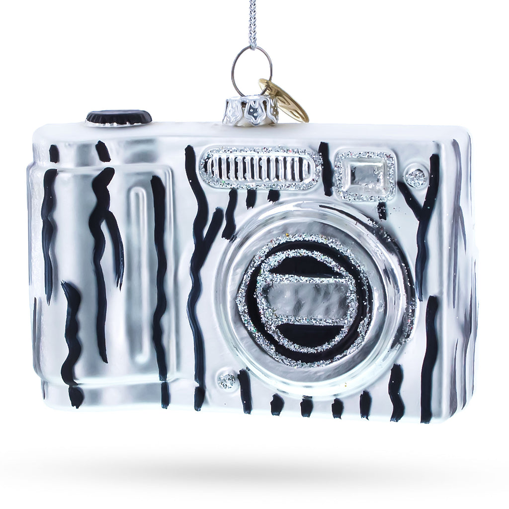 Classic Camera for Photography Enthusiasts Blown Glass Christmas Ornament in Black color Figurine