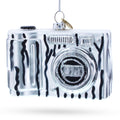 Classic Camera for Photography Enthusiasts Glass Christmas Ornament in Black color Figurine
