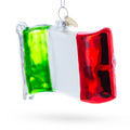 Waving Flag of Italy Glass Christmas Ornament in Multi color Figurine
