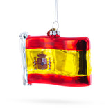 Waving Flag of Spain Blown Glass Christmas Ornament in Multi color