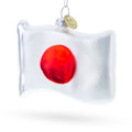 Waving Flag of Japan Glass Christmas Ornament in Multi color Figurine