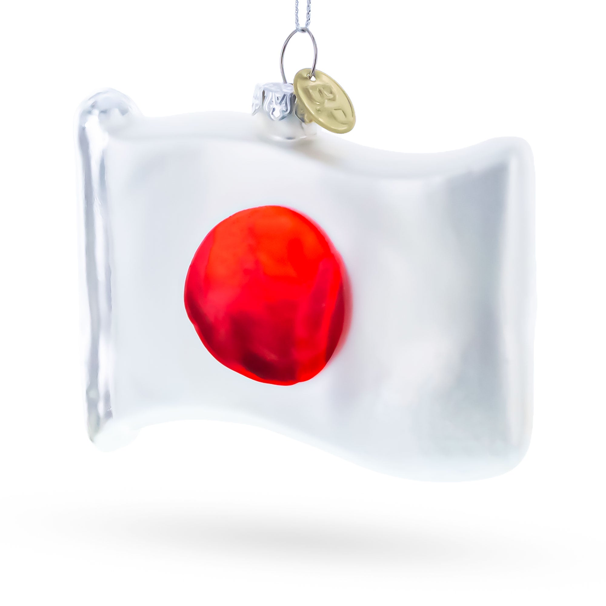 Waving Flag of Japan Glass Christmas Ornament in Multi color Figurine