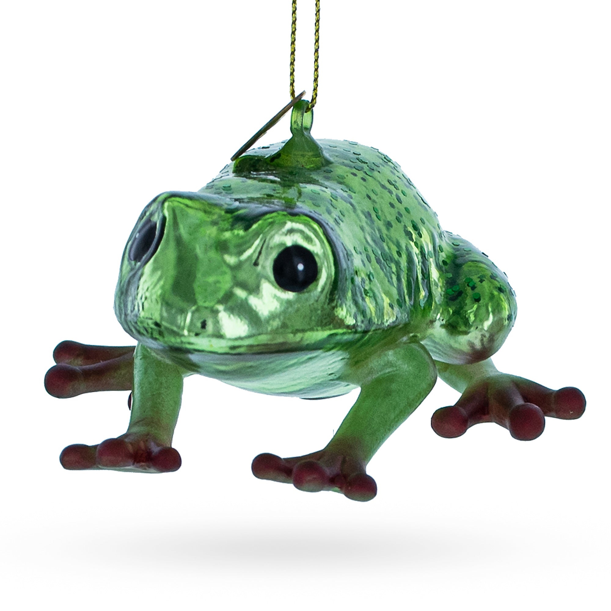 Green Frog Blown Glass Christmas Ornament in Green color Figurine