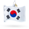Waving Flag of South Korea Blown Glass Christmas Ornament in Multi color