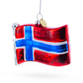 Waving Flag of Norway Glass Christmas Ornament in Multi color Figurine