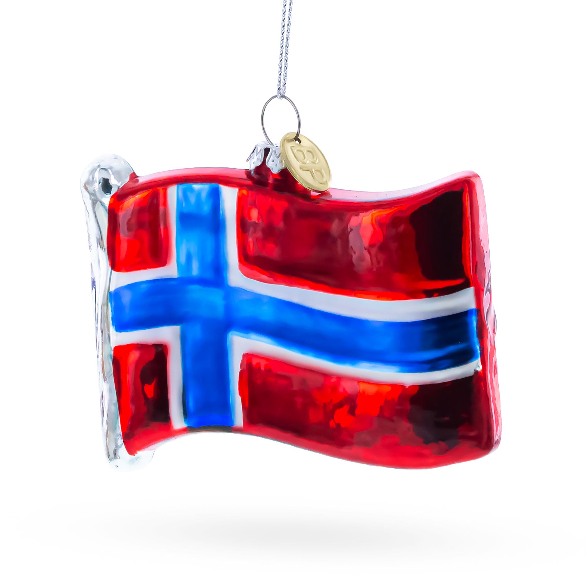 Waving Flag of Norway Glass Christmas Ornament in Multi color Figurine