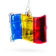 Waving Flag of Romania Blown Glass Christmas Ornament in Multi color