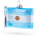 Waving Flag of Argentina Glass Christmas Ornament in Multi color Figurine