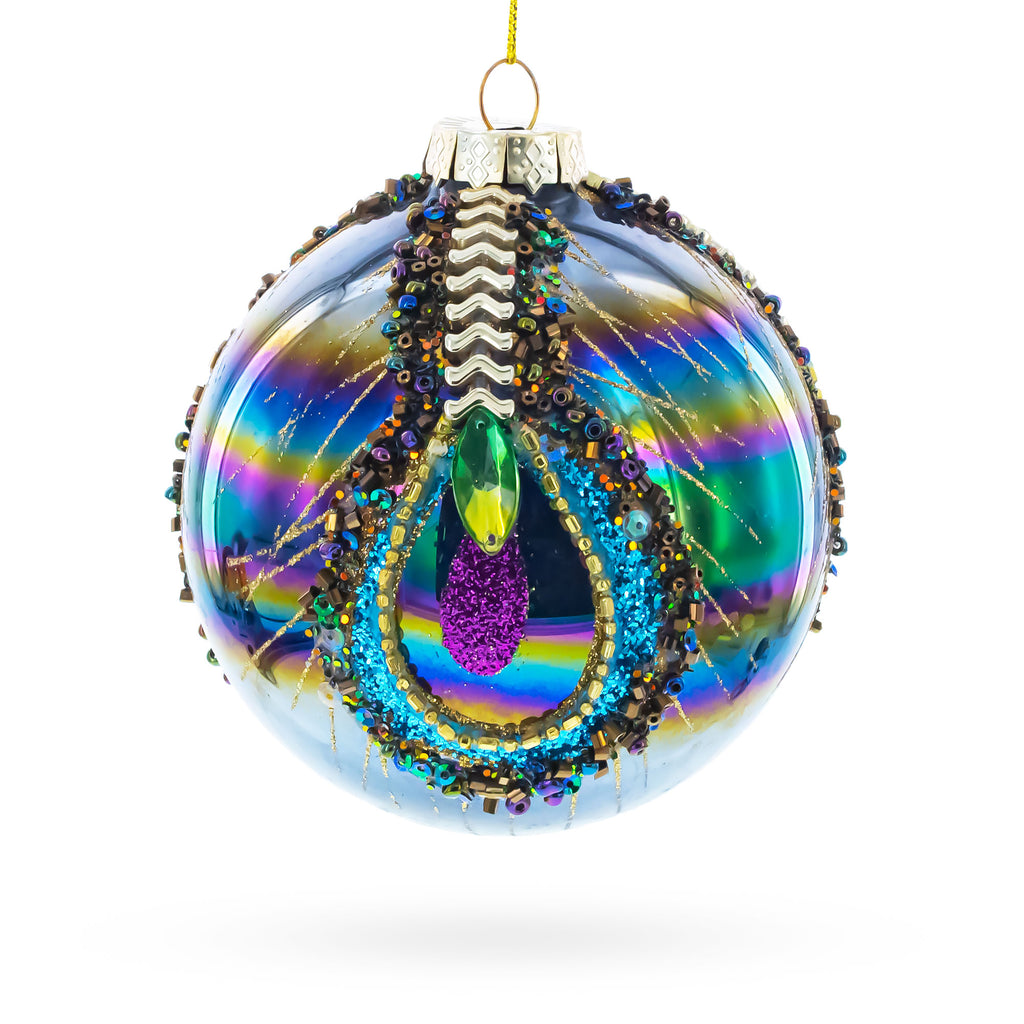 Radiant with Intricate Gems Glass Ball Christmas Ornament 4.6 Inches in Multi color Round