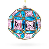 Faceted Design Vibrant Geometric Glass Christmas Ornament in Multi color
